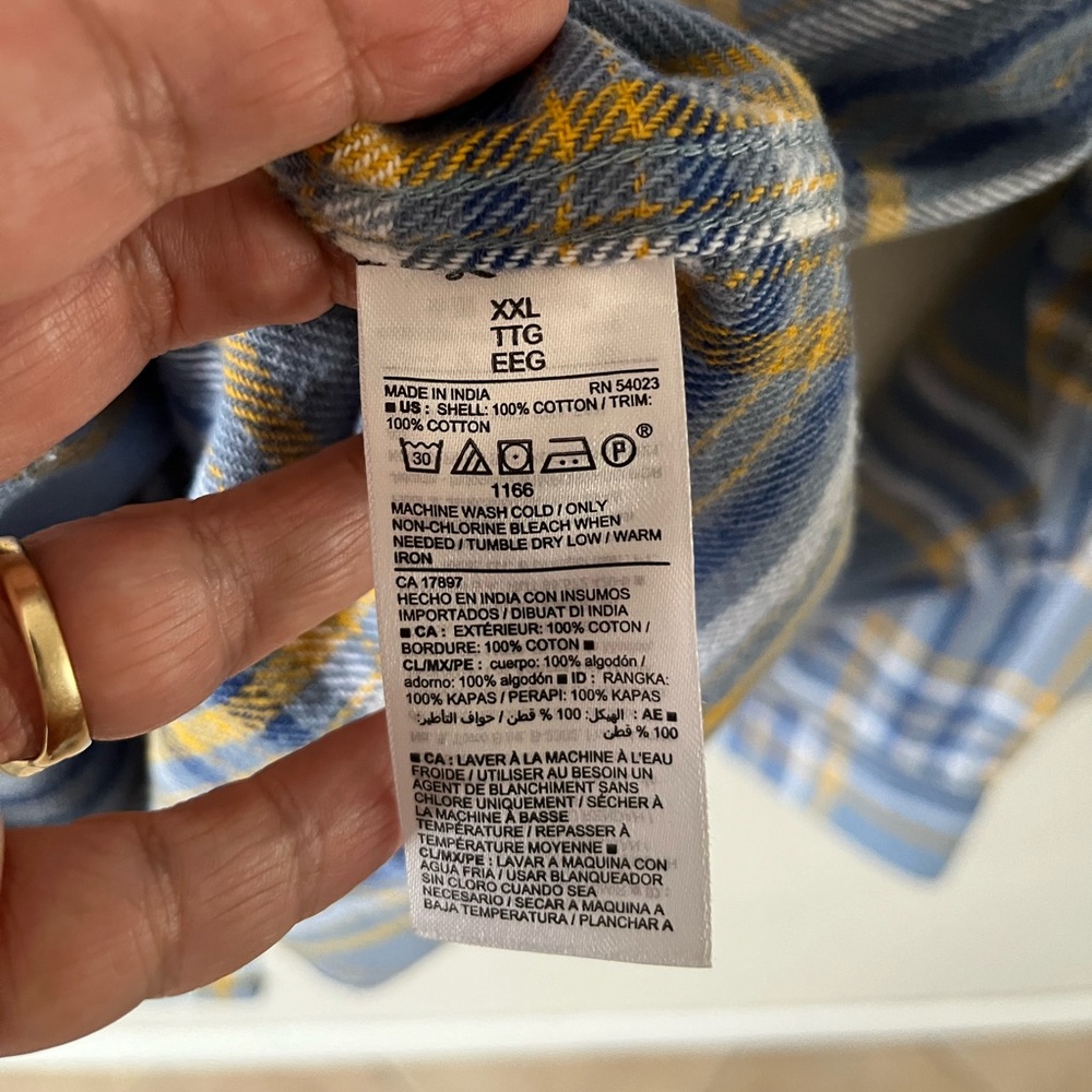 Old Navy Men’s XXL Blue Plaid Heavy Flannel Shacket Cotton EUC Light Jacket Soft - Picture 7 of 7